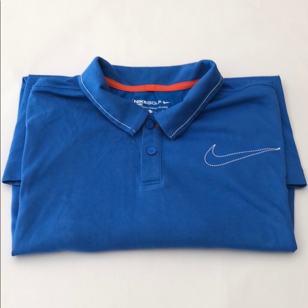 Nike men’s Dry Fit golf shirt size L blue / white
